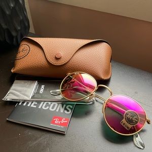 Ray Ban Round Pink Mirror Sunglasses RB3447